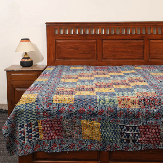 Ajrakh Print Tagai Kantha Bed Cover