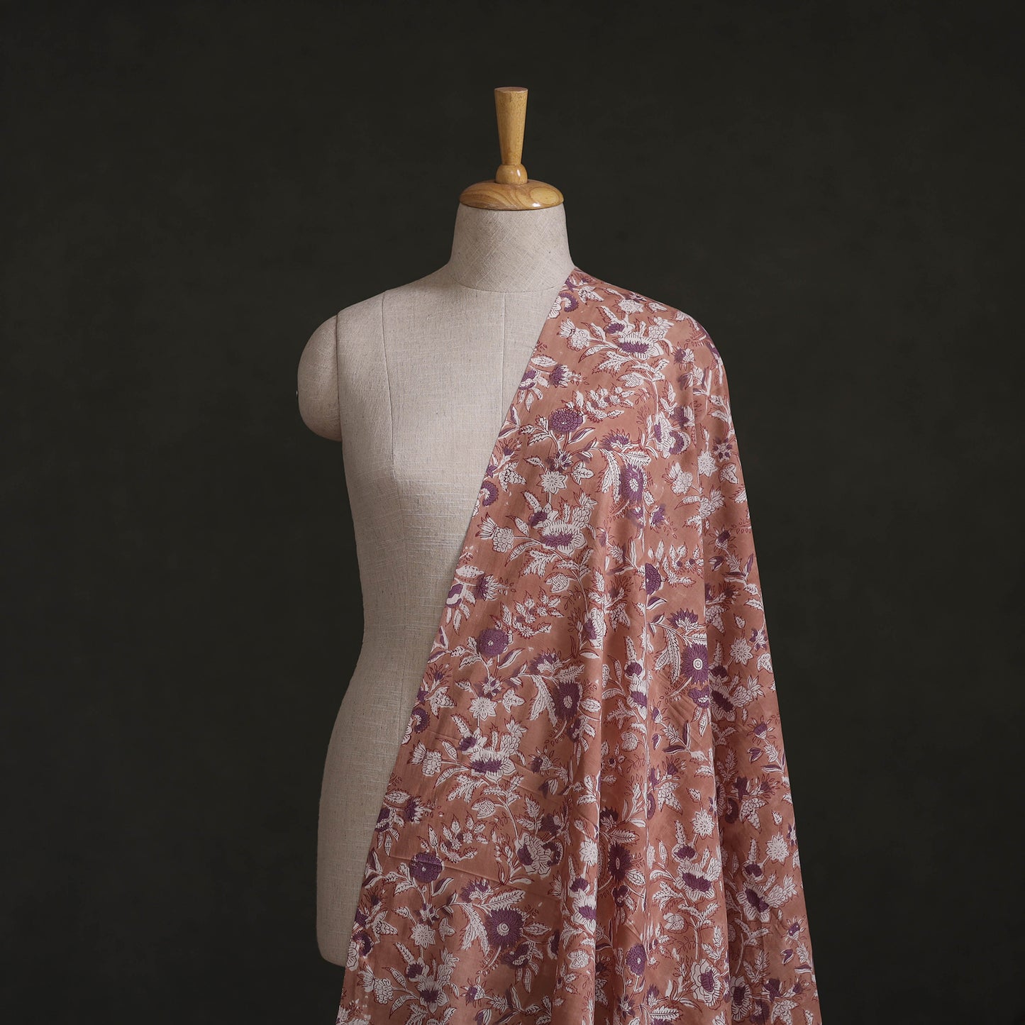 Brown - Sanganeri Hand Block Print Cotton Fabric 07