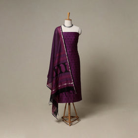 Bagh Hand Block Print Natural Dyed Chanderi Silk 3pc Unstitched Dress Material Suit Set 97