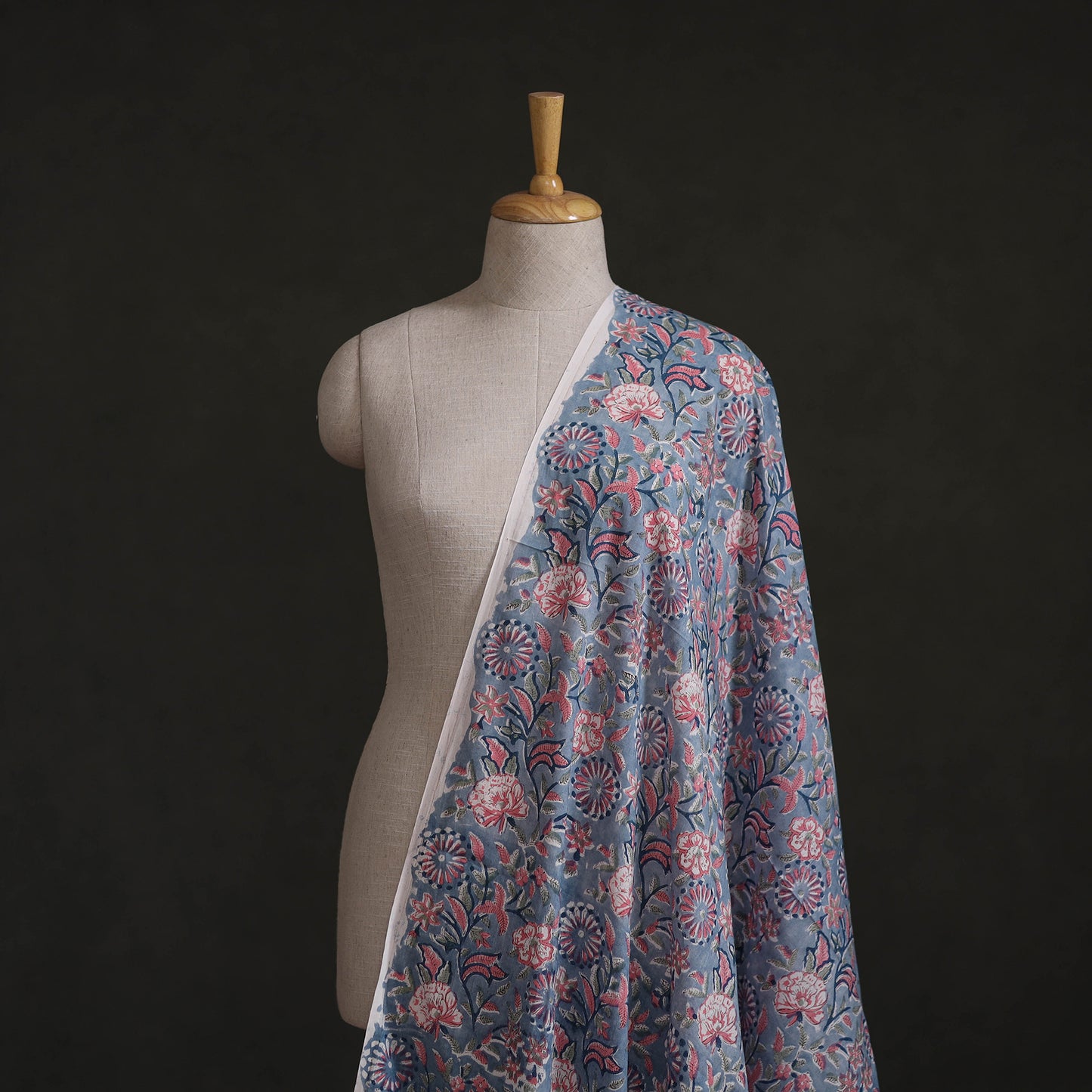 Blue - Sanganeri Hand Block Print Cotton Fabric 09