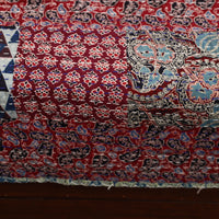 Red - Ajrakh Print Patchwork Single Tagai Kantha Bed Cover 89