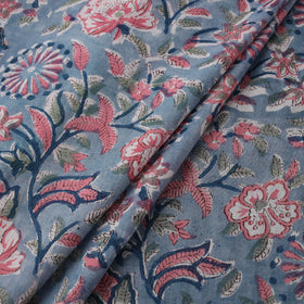 Blue - Sanganeri Hand Block Print Cotton Fabric 09