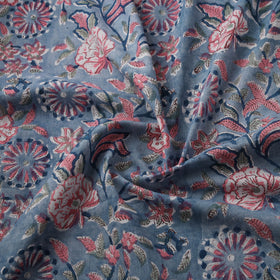Blue - Sanganeri Hand Block Print Cotton Fabric 09