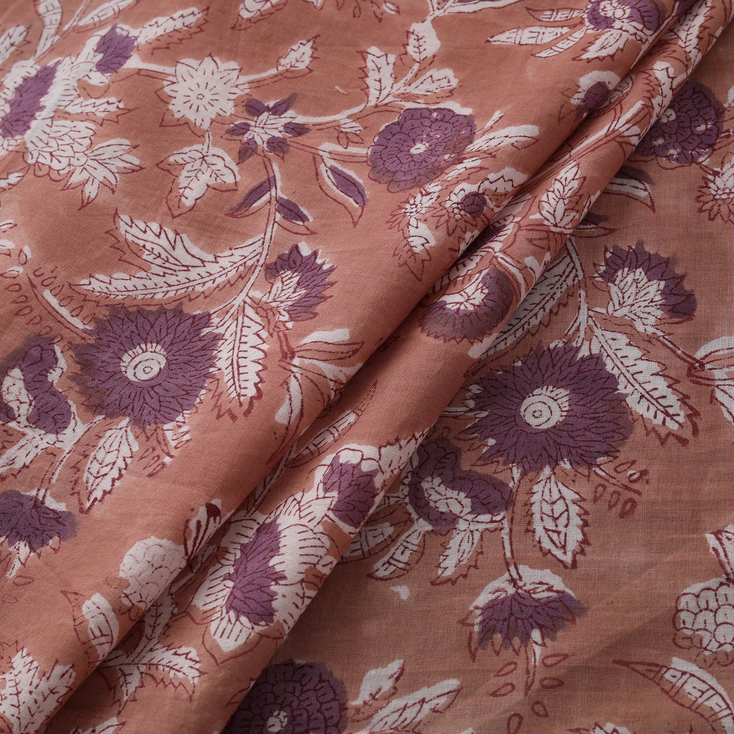 Brown - Sanganeri Hand Block Print Cotton Fabric 07