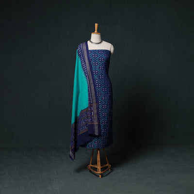 Sambalpuri Ikat Handloom Cotton 3pc Unstitched Dress Material Suit Set 02