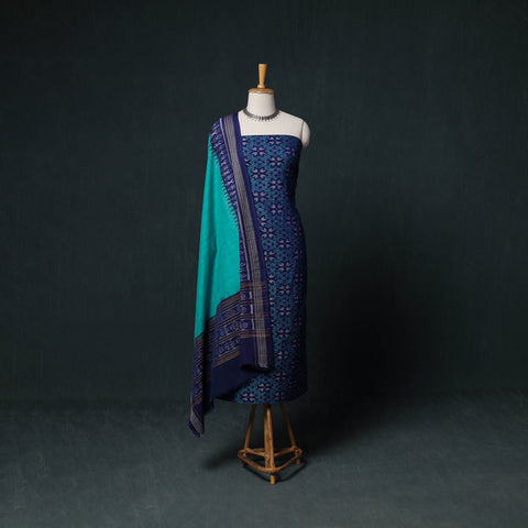 Sambalpuri Ikat Handloom Cotton 3pc Unstitched Dress Material Suit Set 02