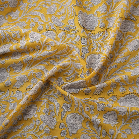 Yellow - Sanganeri Hand Block Print Cotton Fabric 05