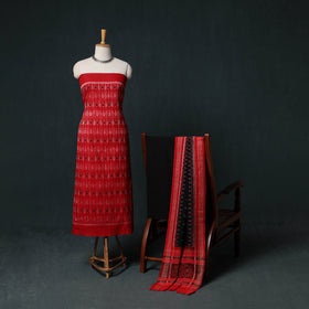 Sambalpuri Ikat Handloom Cotton 3pc Unstitched Dress Material Suit Set 03