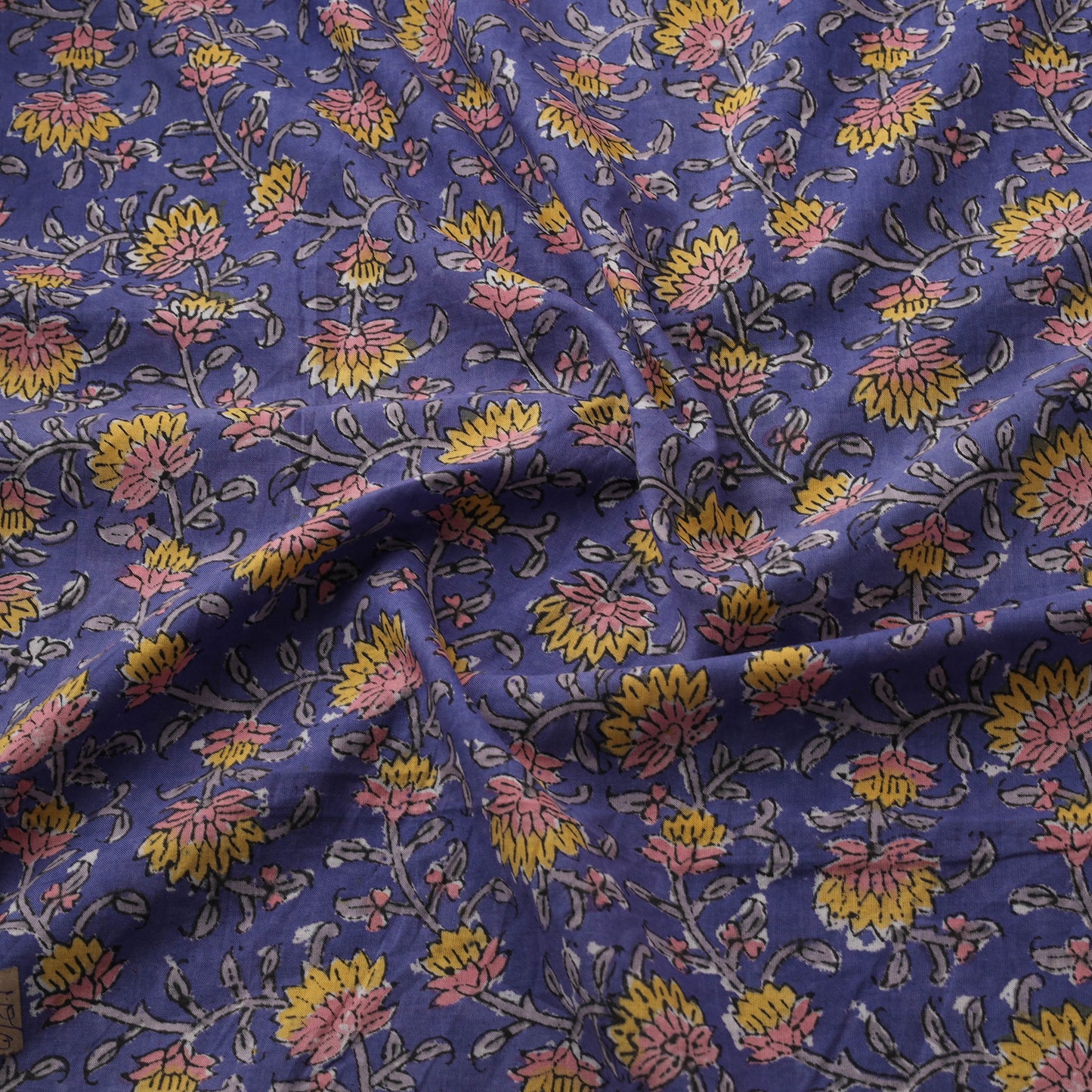 Purple - Sanganeri Hand Block Print Cotton Fabric 04