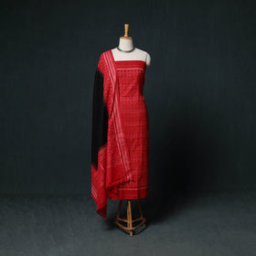 Sambalpuri Ikat Handloom Cotton 3pc Unstitched Dress Material Suit Set 04