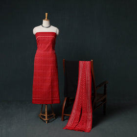 Sambalpuri Ikat Handloom Cotton 3pc Unstitched Dress Material Suit Set 04