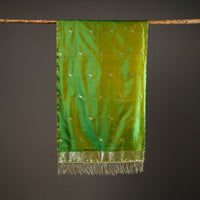 Green - Brocade Handloom Pure Silk Banarasi Stole with Tassels 02