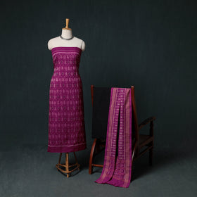 Sambalpuri Ikat Handloom Cotton 3pc Unstitched Dress Material Suit Set 05