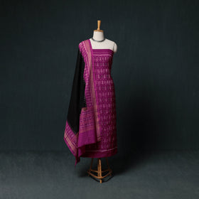 Sambalpuri Ikat Handloom Cotton 3pc Unstitched Dress Material Suit Set 05