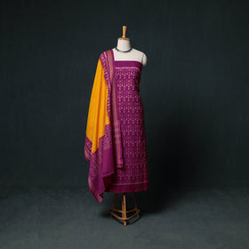 Sambalpuri Ikat Handloom Cotton 3pc Unstitched Dress Material Suit Set 06