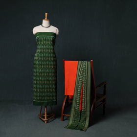 Sambalpuri Ikat Handloom Cotton 3pc Unstitched Dress Material Suit Set 07
