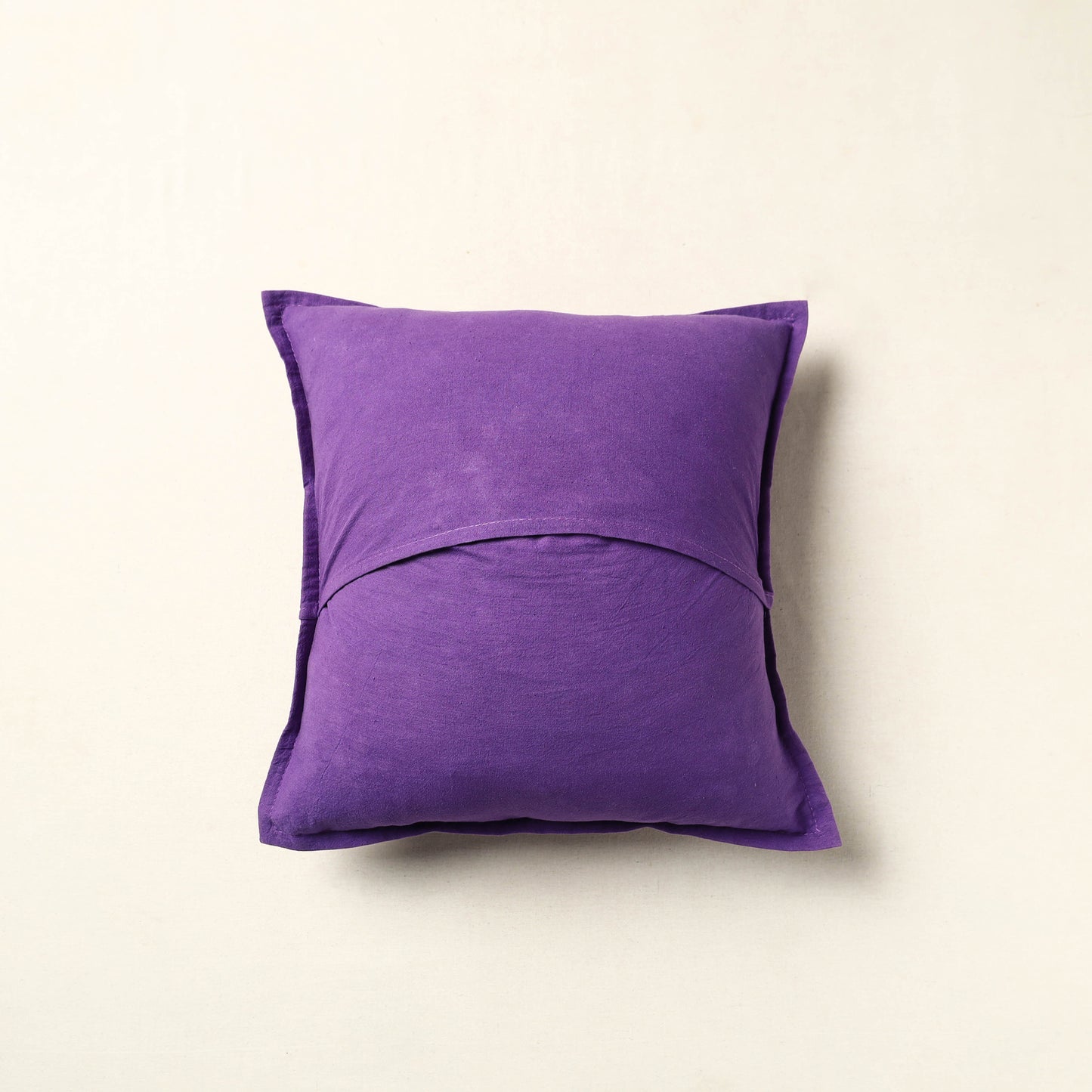 Purple - Mirror Work Cotton Hand Embroidery Cushion Cover 01