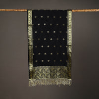 Black - Brocade Handloom Silk Nakshi Buti Banarasi Stole with Tassels 28