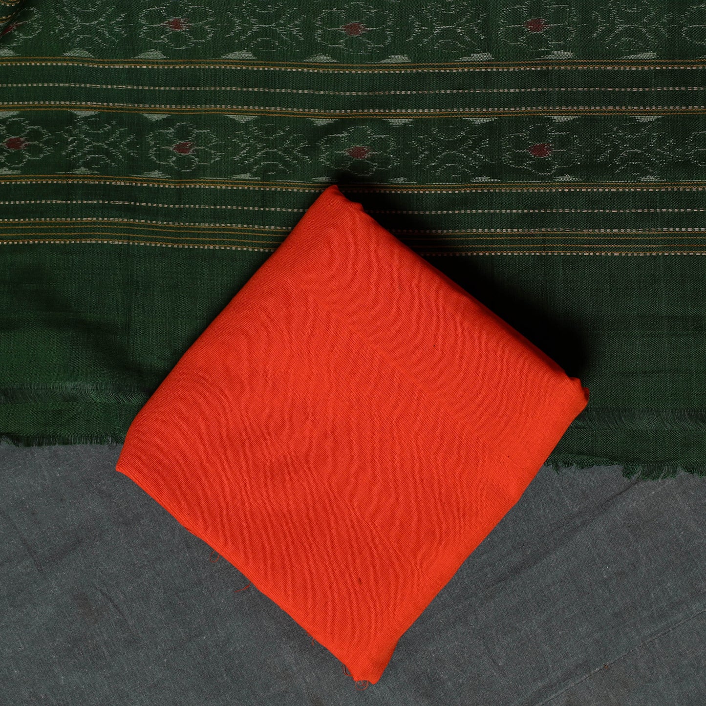Sambalpuri Ikat Handloom Cotton 3pc Unstitched Dress Material Suit Set 07