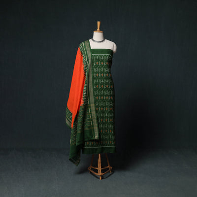 Sambalpuri Ikat Handloom Cotton 3pc Unstitched Dress Material Suit Set 07