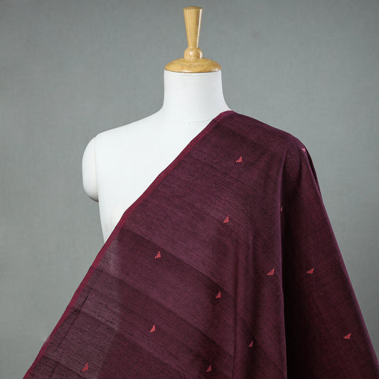 Maroon - Srikakulam Jamdani Buti Pure Handloom Cotton Fabric