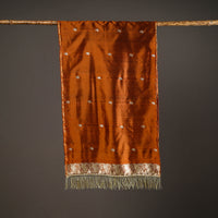 Orange - Brocade Handloom Pure Silk Banarasi Stole with Tassels 01