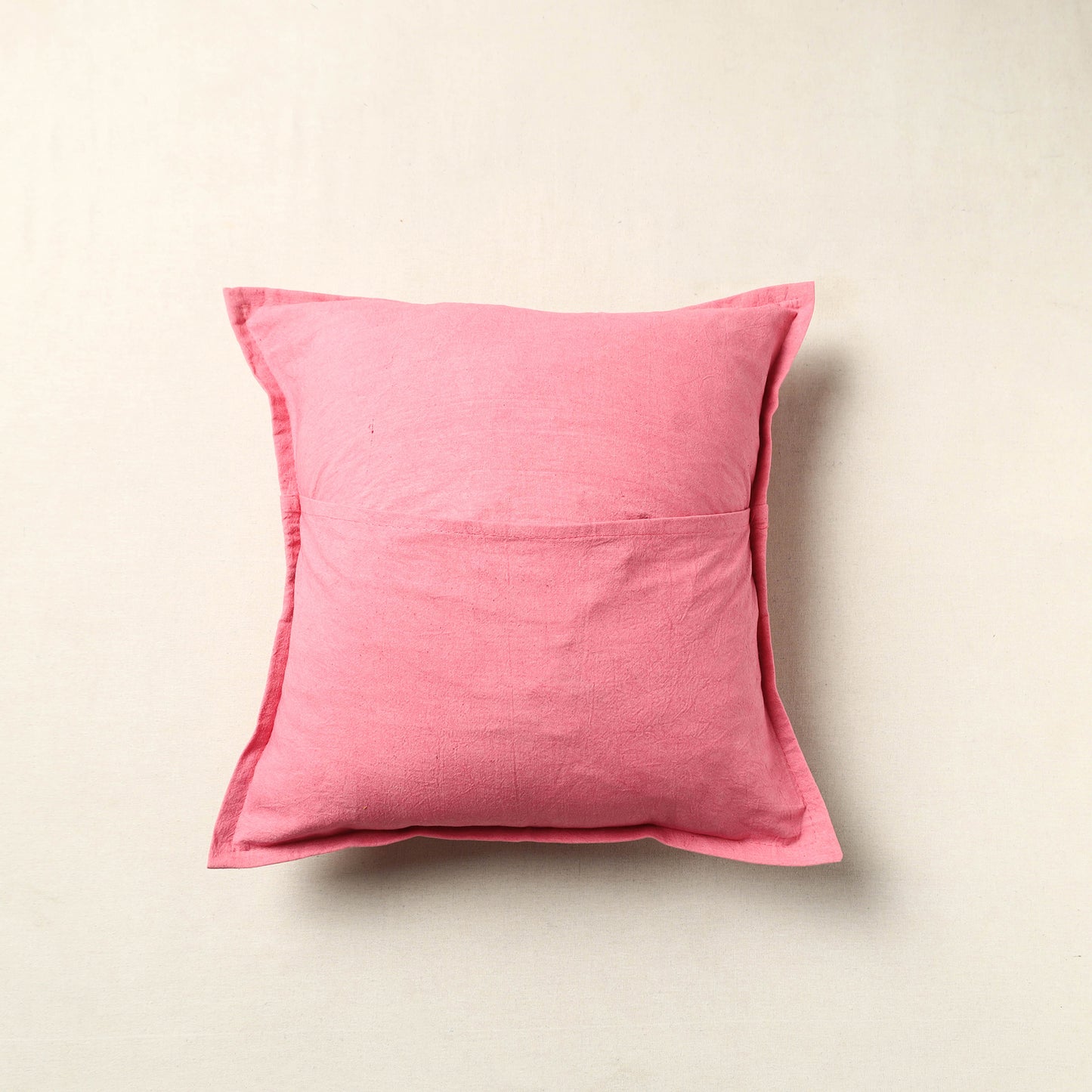 Pink - Mirror Work Cotton Hand Embroidery Cushion Cover 02