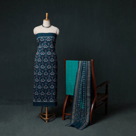 Sambalpuri Ikat Handloom Cotton 3pc Unstitched Dress Material Suit Set 09