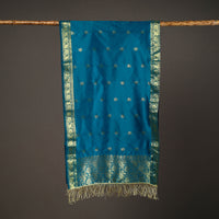 Blue - Brocade Handloom Silk Nakshi Buti Banarasi Stole with Tassels 31