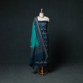 Sambalpuri Ikat Handloom Cotton 3pc Unstitched Dress Material Suit Set 09