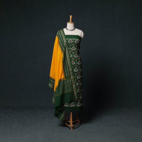 Sambalpuri Ikat Handloom Cotton 3pc Unstitched Dress Material Suit Set 10