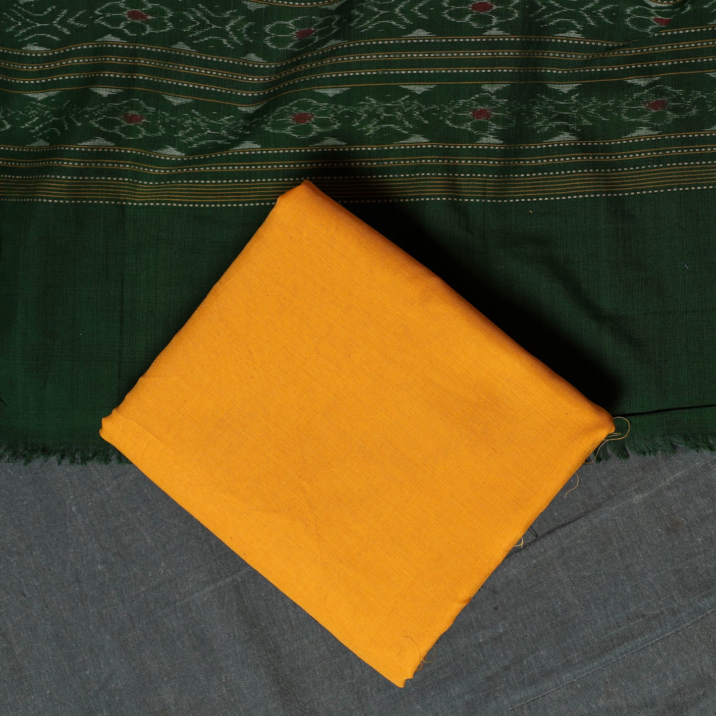 Sambalpuri Ikat Handloom Cotton 3pc Unstitched Dress Material Suit Set 10