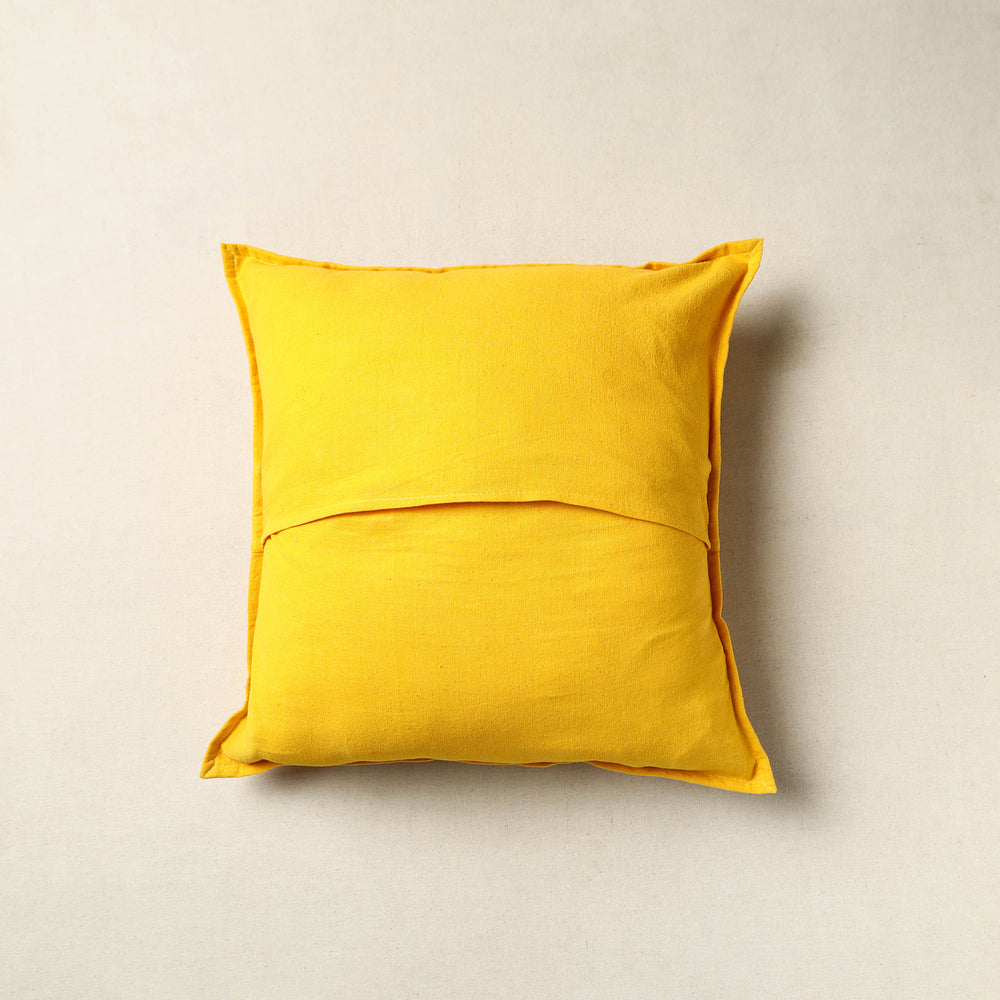 Yellow - Mirror Work Cotton Hand Embroidery Cushion Cover 04