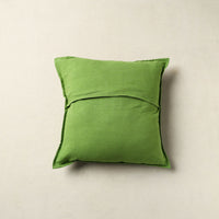 Green - Mirror Work Cotton Hand Embroidery Cushion Cover 05