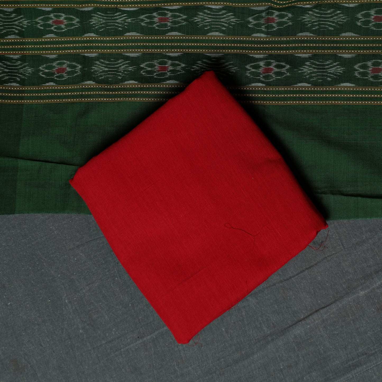 Sambalpuri Ikat Handloom Cotton 3pc Unstitched Dress Material Suit Set 12