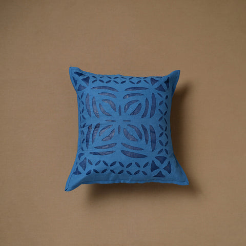 Blue - Barmer Applique Cutwork Cushion Cover (16 x 16 in) 27