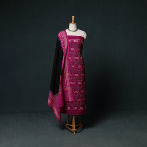 Sambalpuri Ikat Handloom Cotton 3pc Unstitched Dress Material Suit Set 14