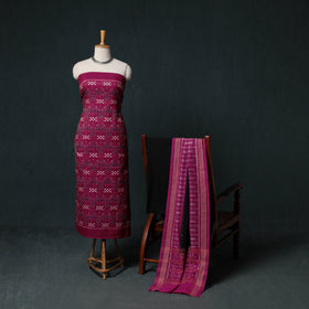 Sambalpuri Ikat Handloom Cotton 3pc Unstitched Dress Material Suit Set 14