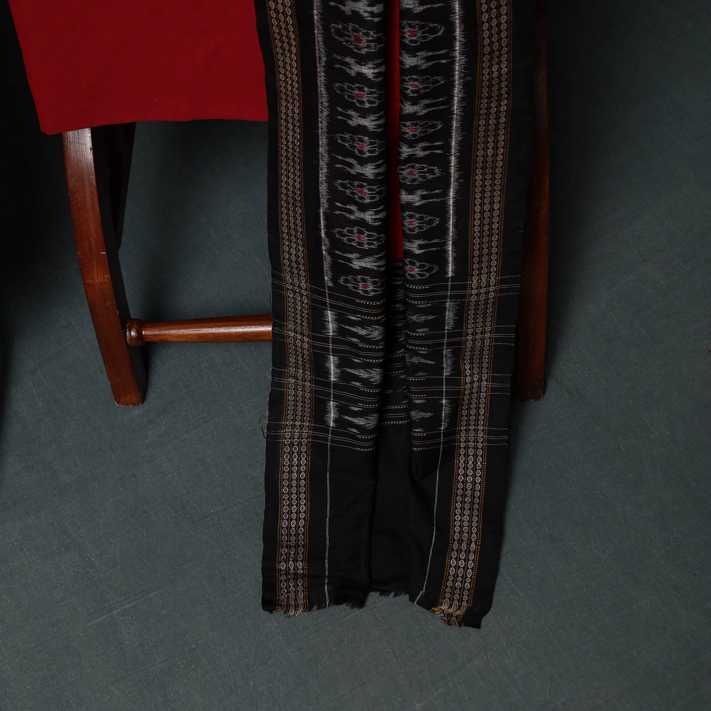 Sambalpuri Ikat Handloom Cotton 3pc Unstitched Dress Material Suit Set 15