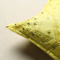 Yellow - Mirror Work Cotton Hand Embroidery Cushion Cover 10