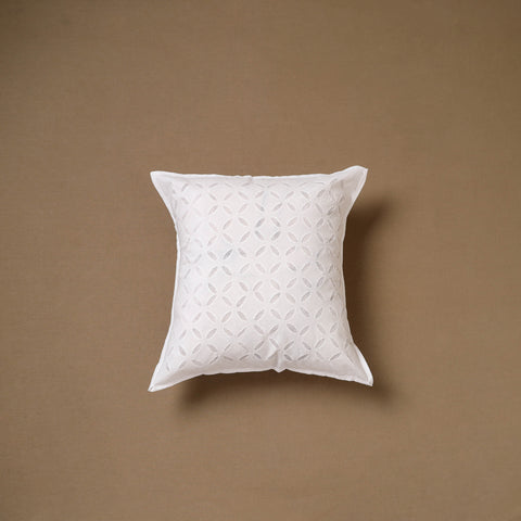 White - Barmer Applique Cutwork Cushion Cover (16 x 16 in) 23