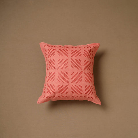 Pink - Barmer Applique Cutwork Cushion Cover (16 x 16 in) 22