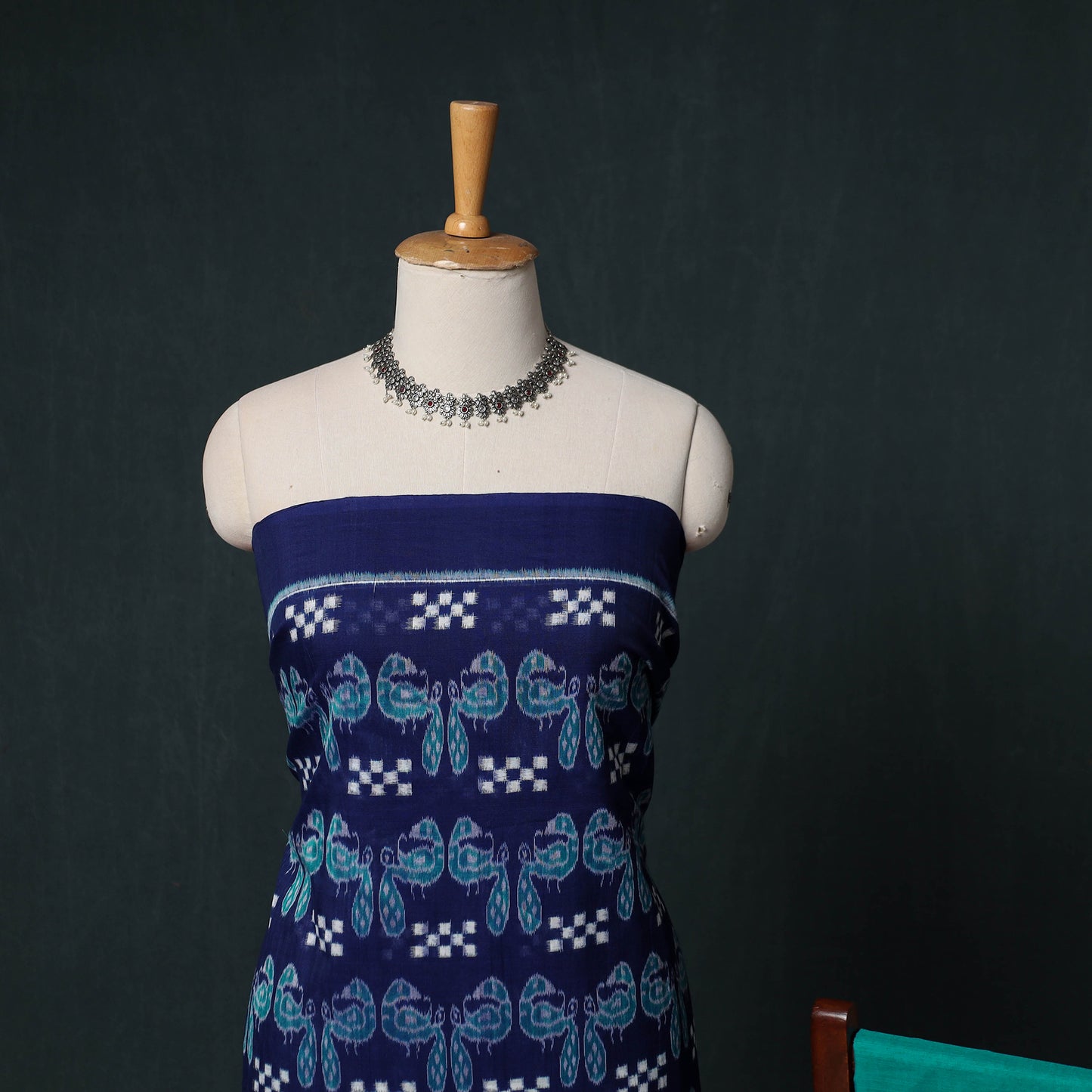 Sambalpuri Ikat Handloom Cotton 3pc Unstitched Dress Material Suit Set 17