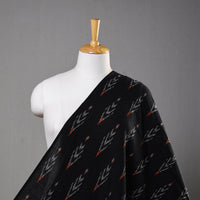 Butta's On Black Pochampally Ikat Weave Cotton Fabric 02