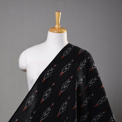 Butta's On Black Pochampally Ikat Weave Cotton Fabric 02