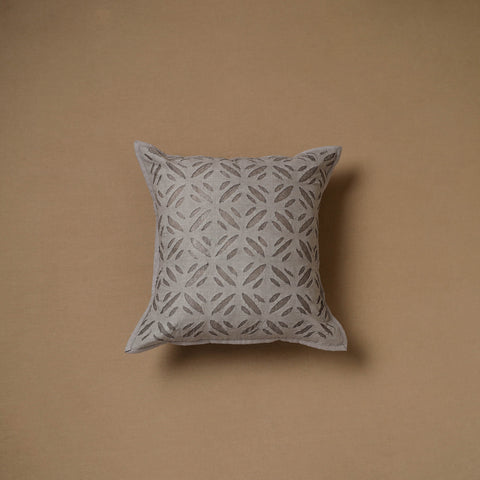 Grey - Barmer Applique Cutwork Cushion Cover (16 x 16 in) 19