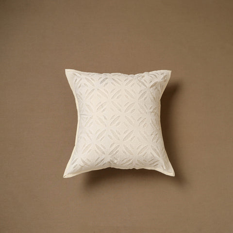 White - Barmer Applique Cutwork Cushion Cover (16 x 16 in) 18