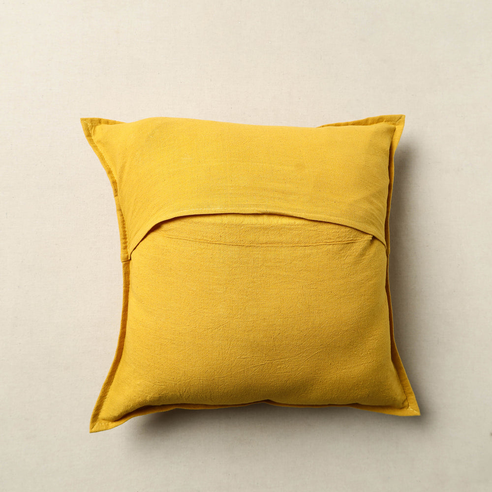 Yellow - Mirror Work Cotton Hand Embroidery Cushion Cover 17