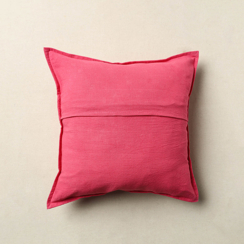 Pink - Mirror Work Cotton Hand Embroidery Cushion Cover 18