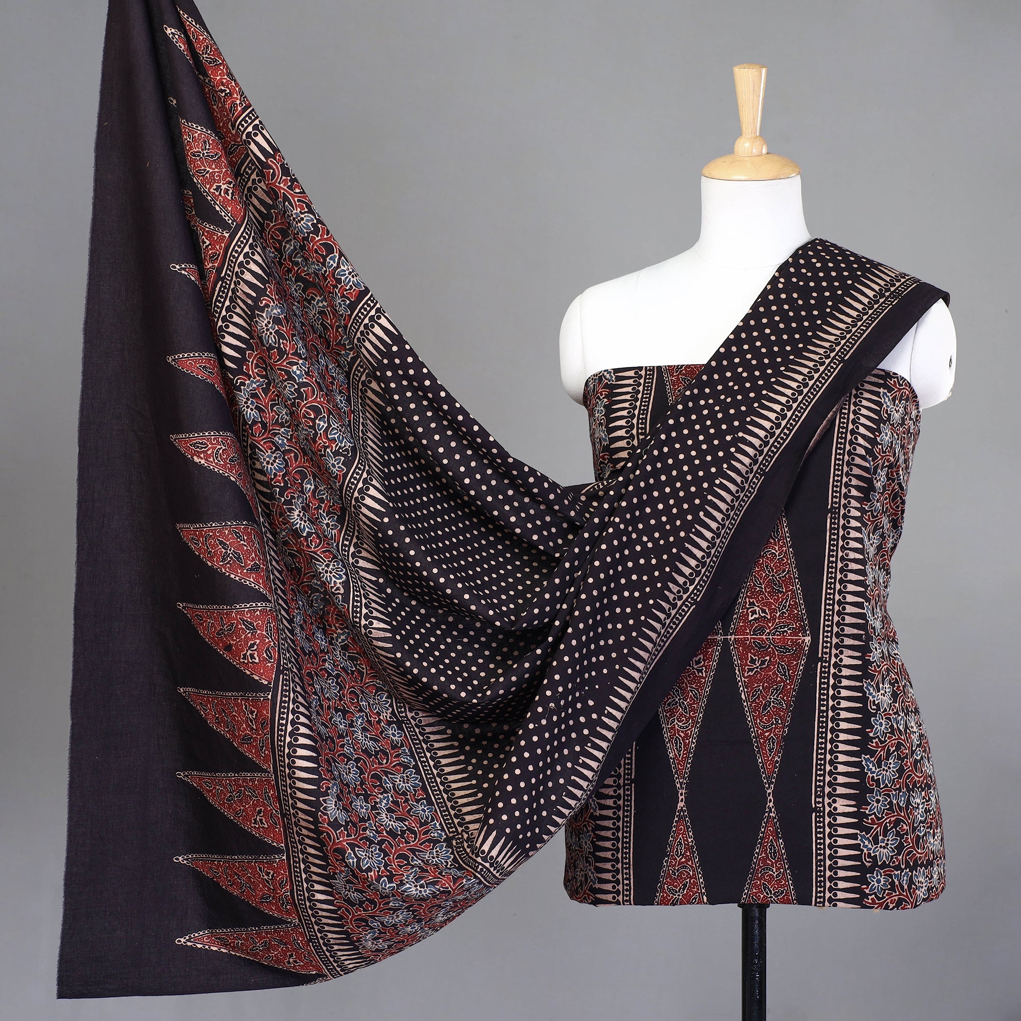 Legend Pure Cotton Ajrakh Handblock Printed Dress For Women Online –  Okhaistore